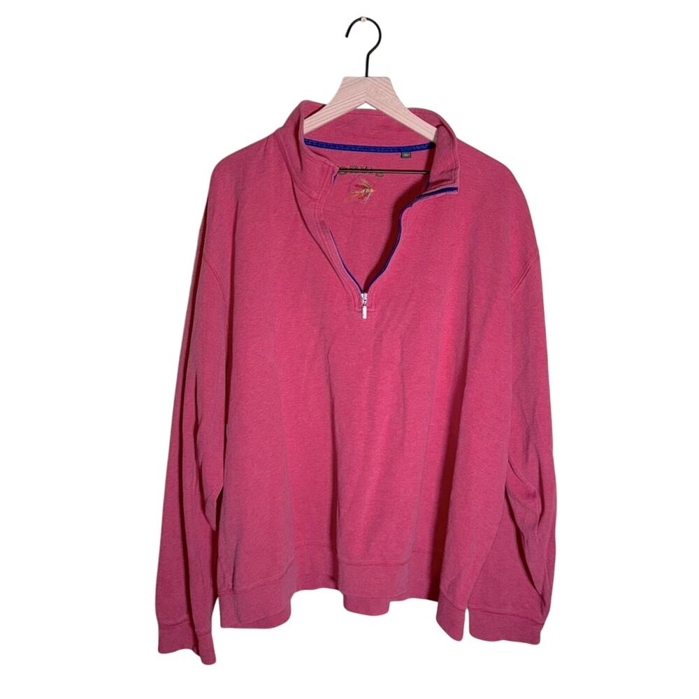 ORVIS Pull Over Orange Sweatshirt 2XL 1/4 Zip 100% Pima